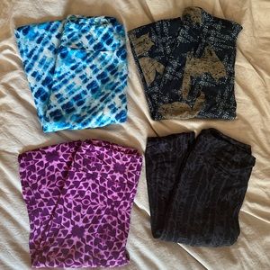 Bundle of 4 pairs Lularoe leggings cat, tie dye, herringbone black